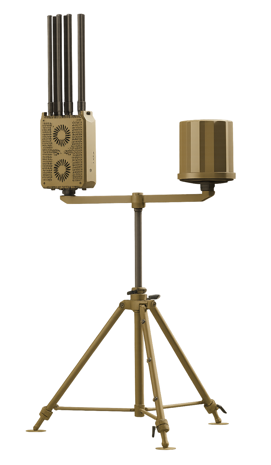 Portable counter-drone system with multi-layer detection for field deployment