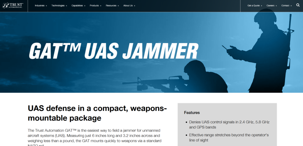 Trust Automation anti-drone guns solution