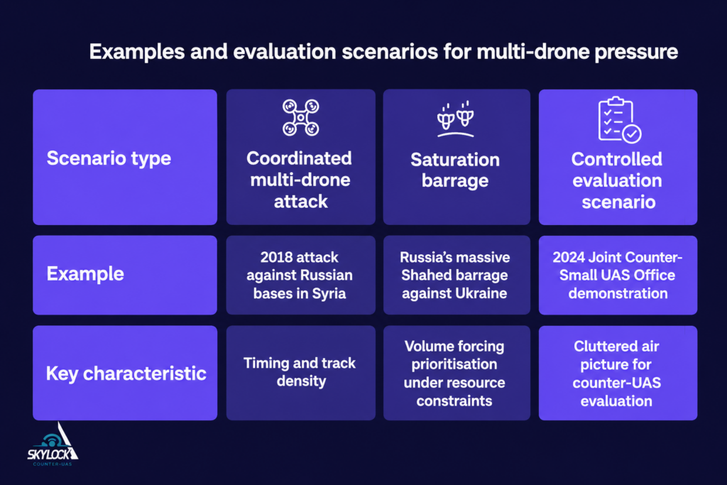 Multi-drone pressure evaluation scenarios